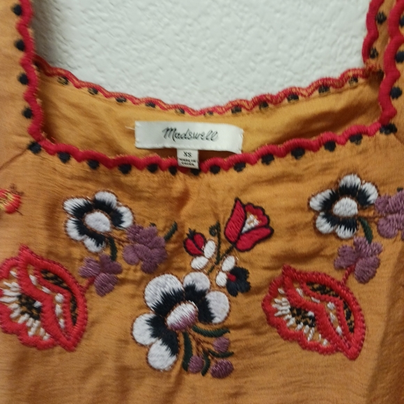 Madewell Womens XSmall Embroidered Square Neck Dress - Picture 2 of 6